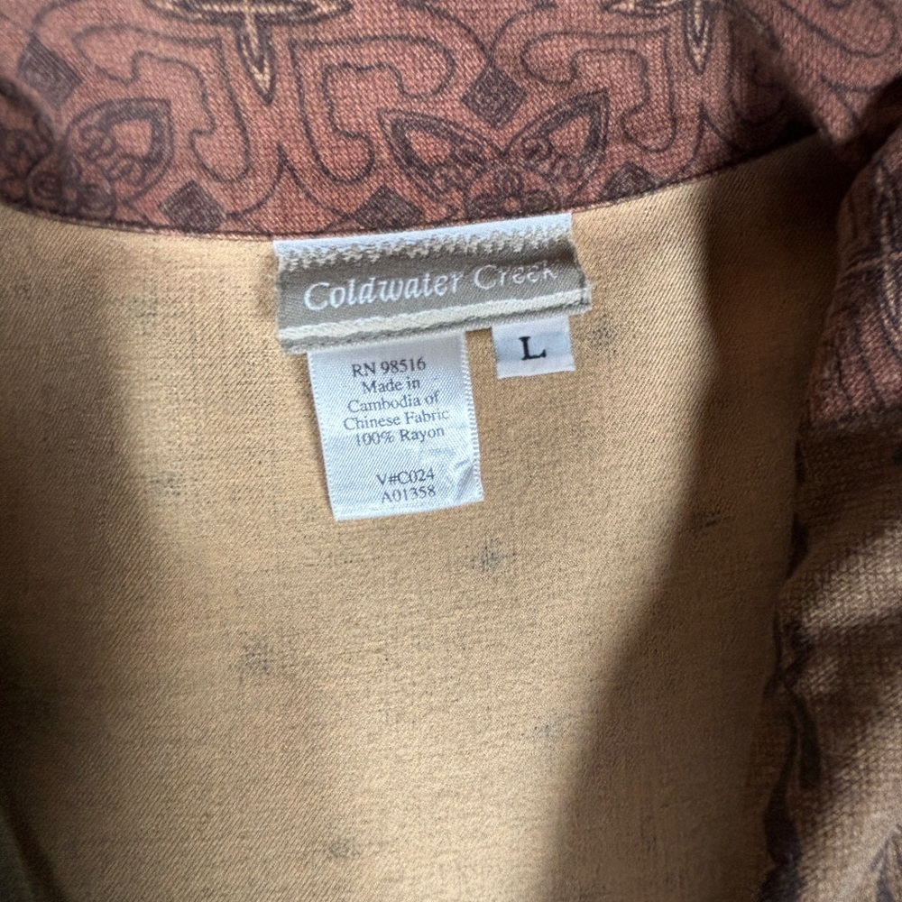 Coldwater Creek Patchwork Rayon Jacket Size L Art… - image 4